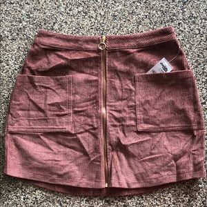 Mauve corduroy zip mini skirt
